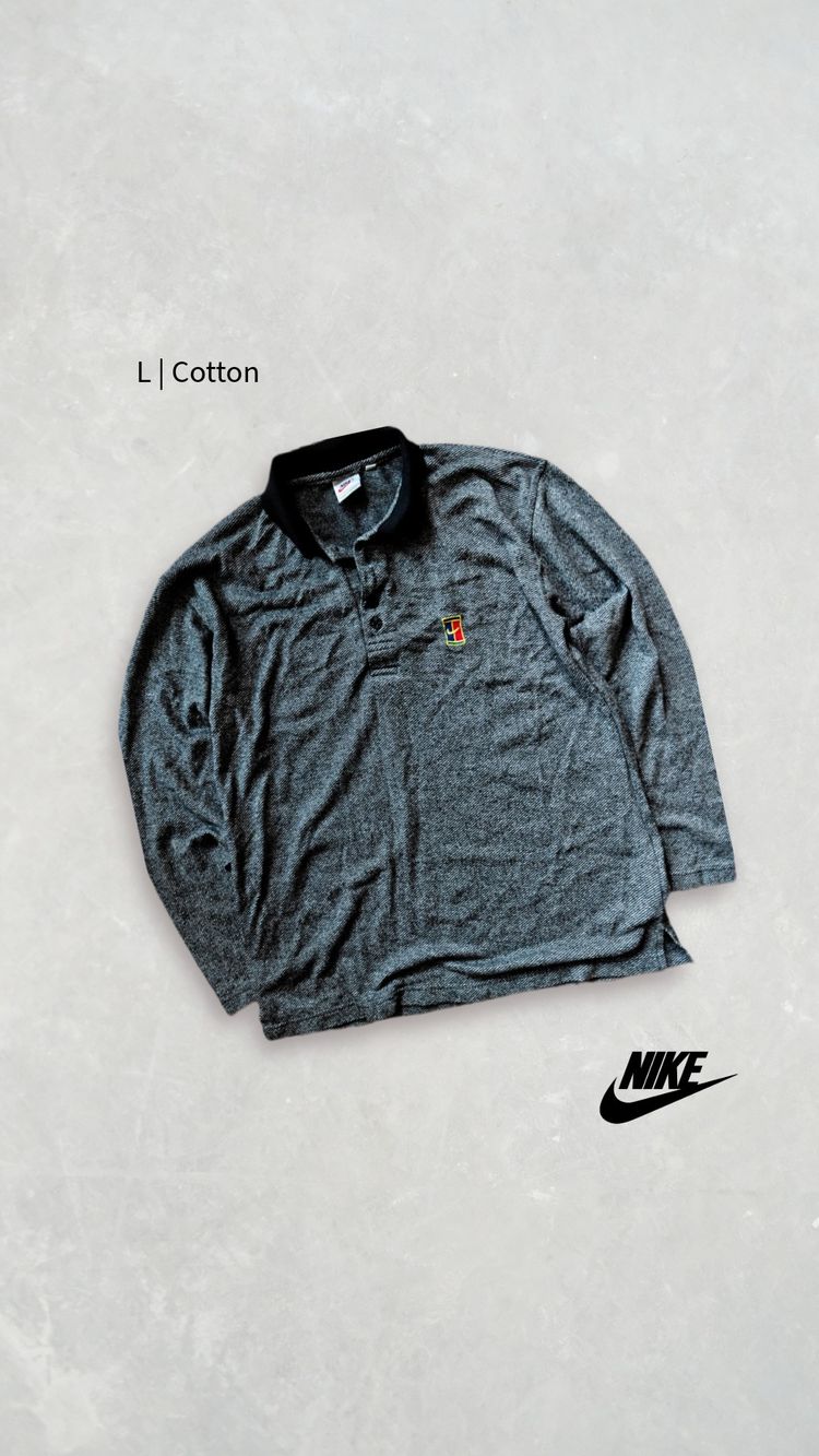 Grey Long Sleeve Polo Shirt